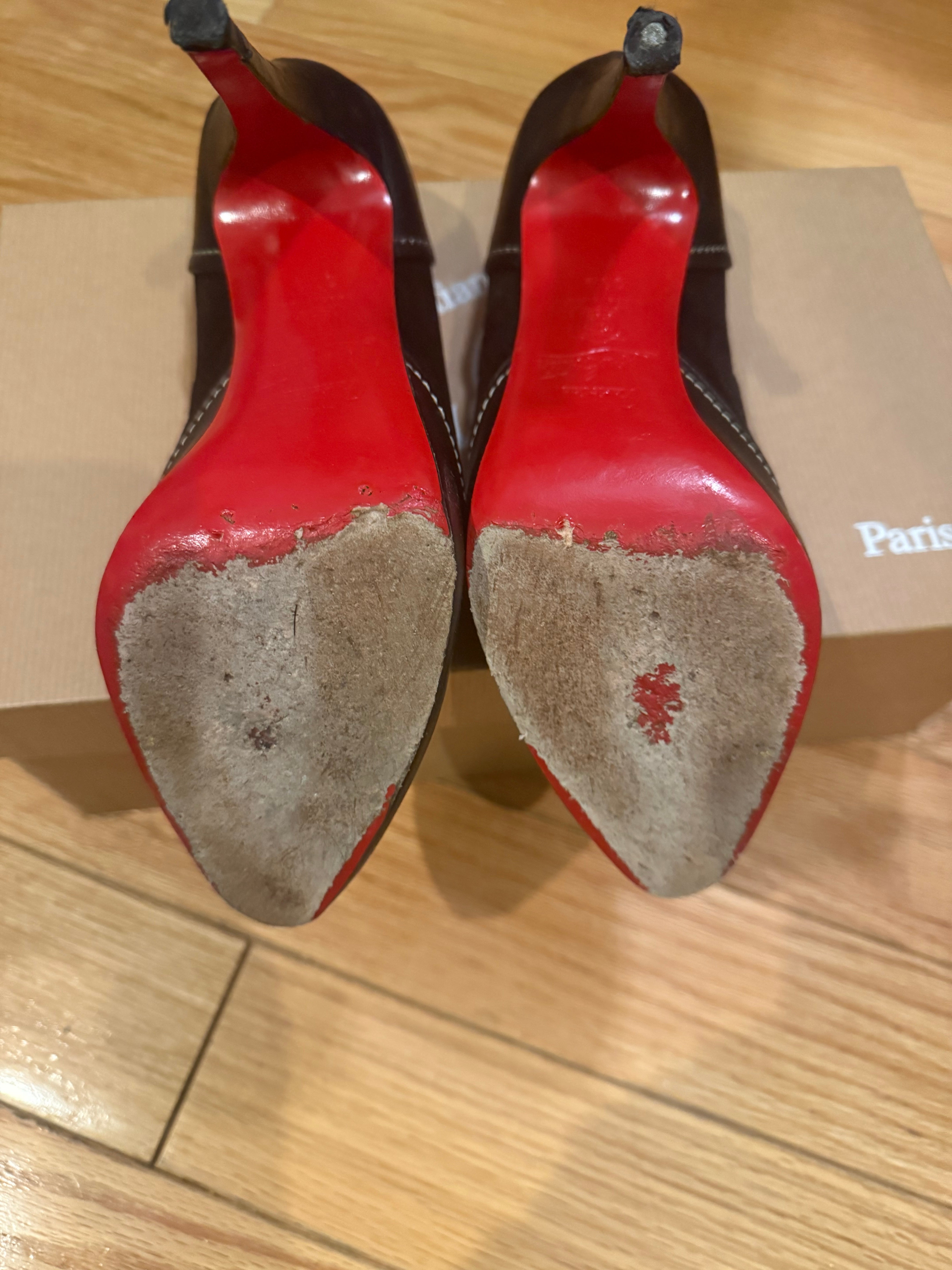 Christian Louboutin black sued heels size 39.5