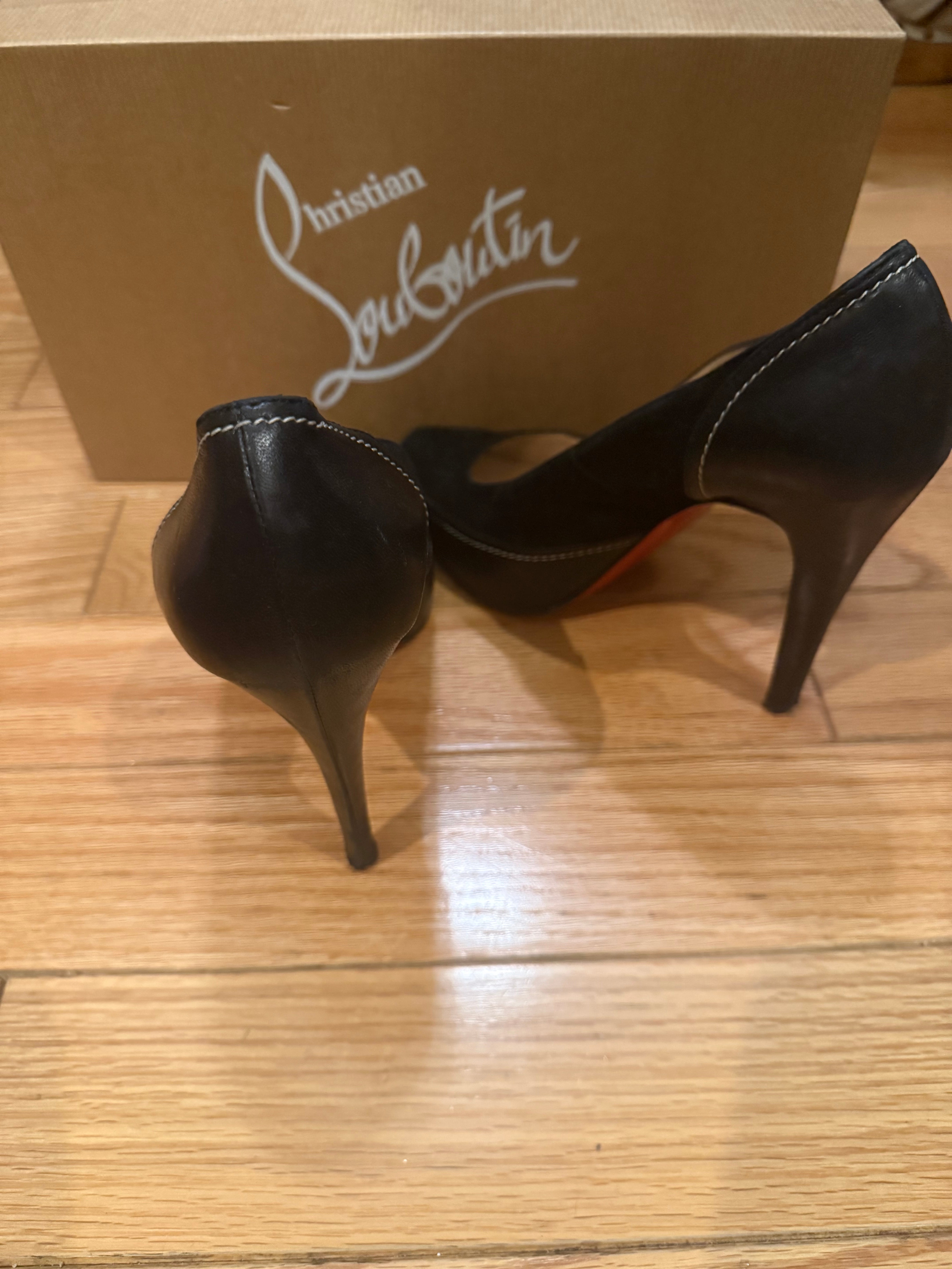 Christian Louboutin black sued heels size 39.5