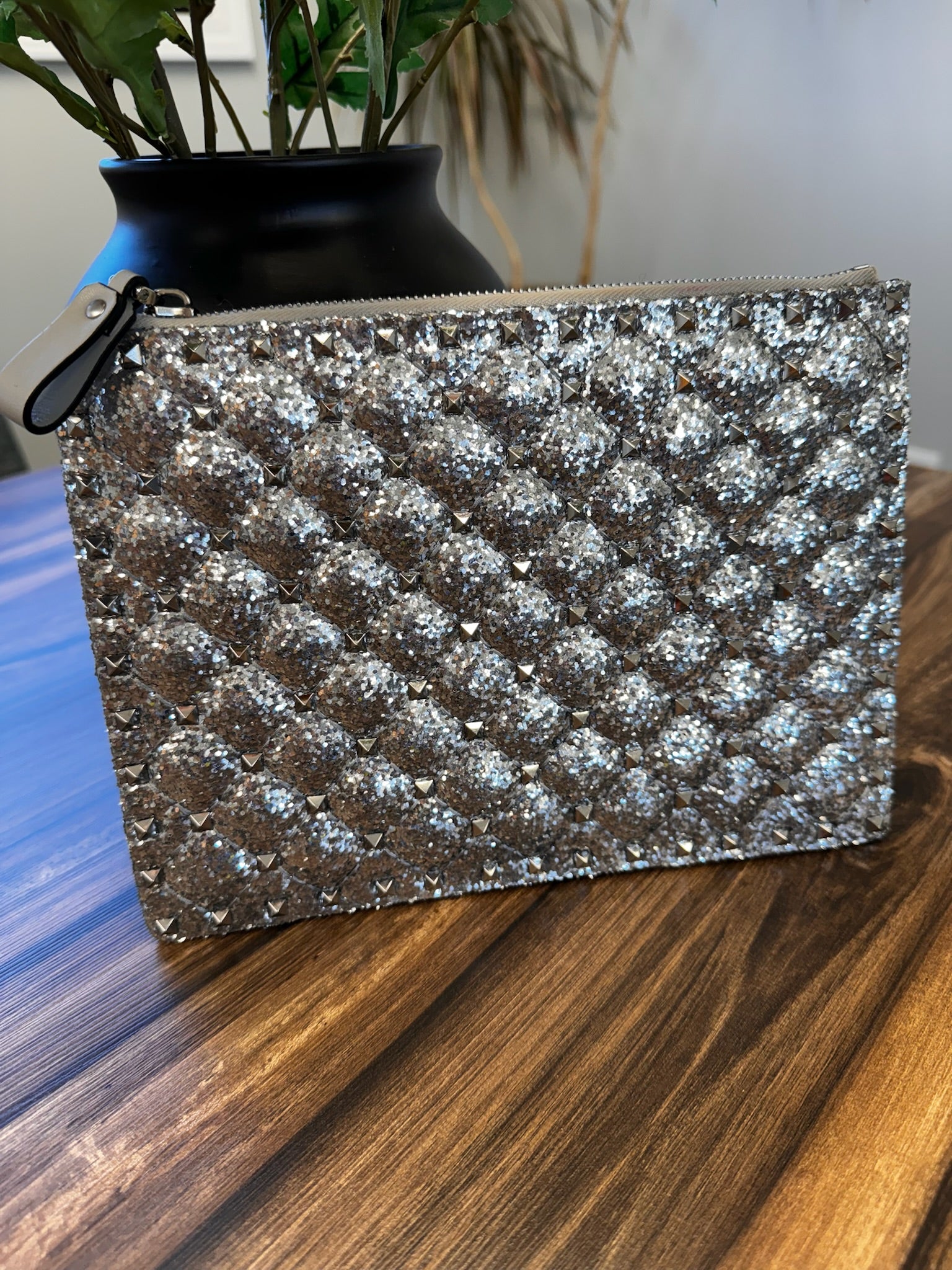 Valentino silver clutch