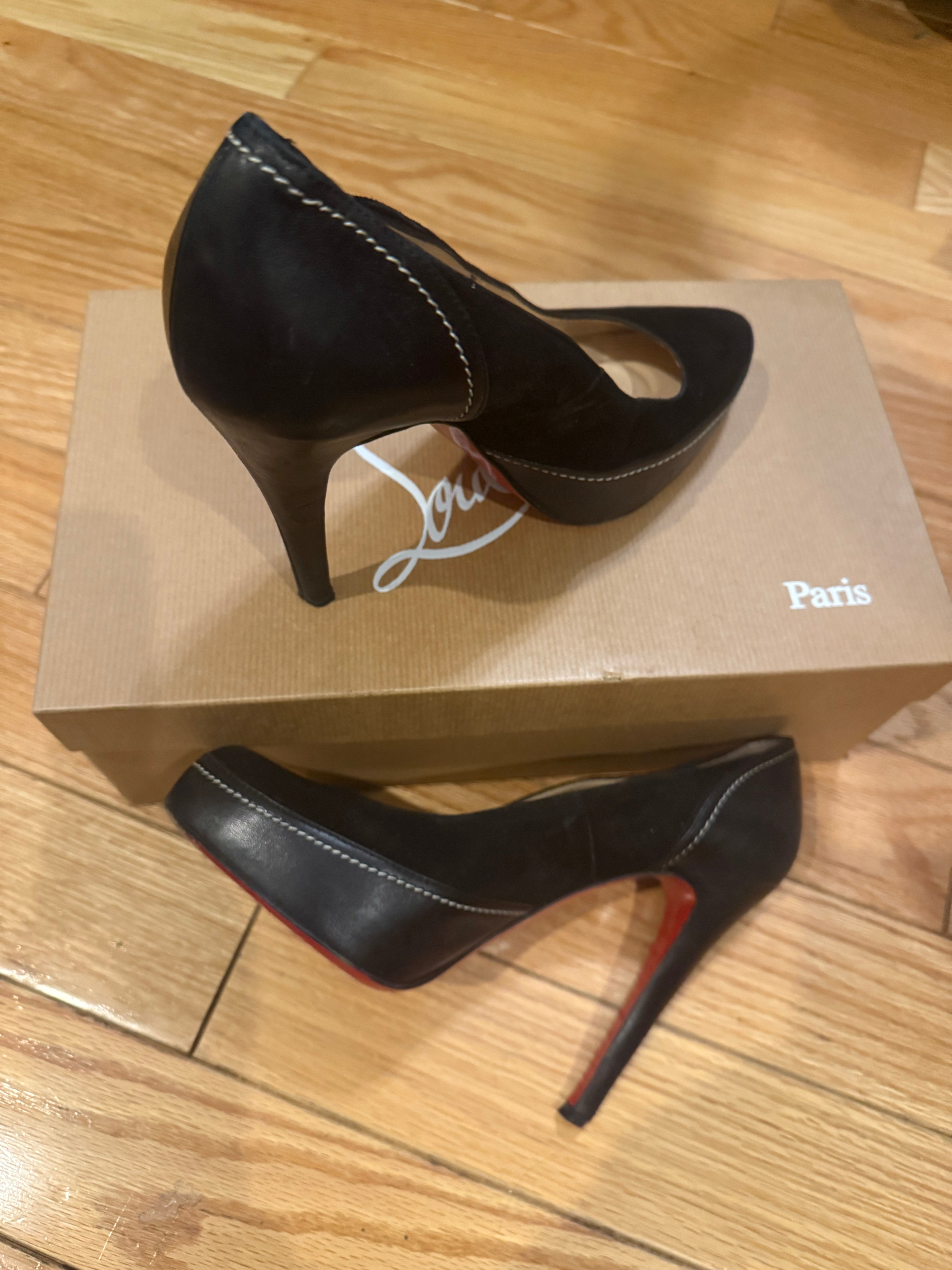 Christian Louboutin black sued heels size 39.5