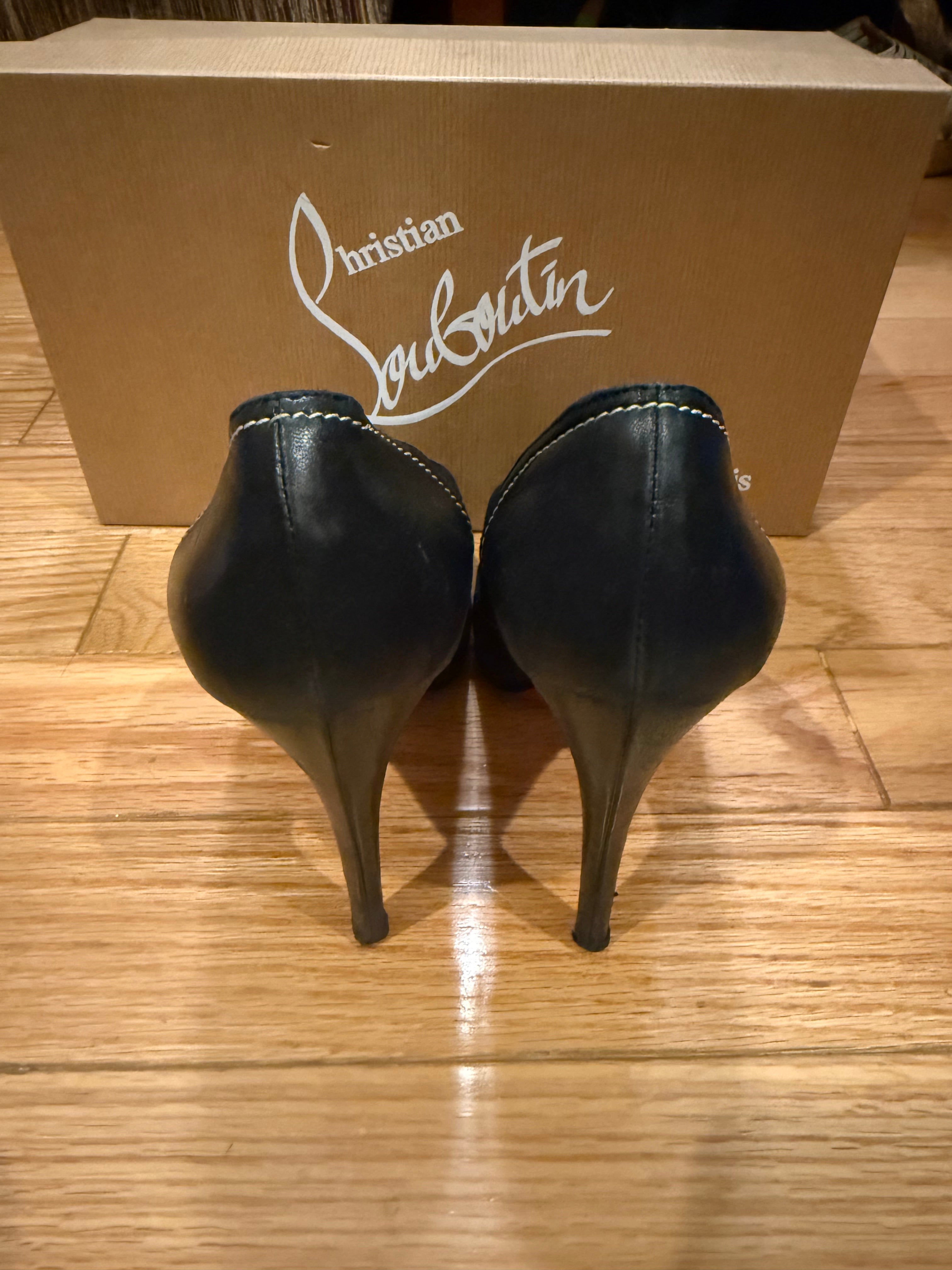 Christian Louboutin black sued heels size 39.5