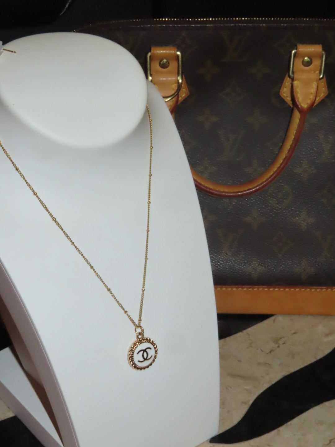 El and Gray Designer Repurposed Chanel Necklace